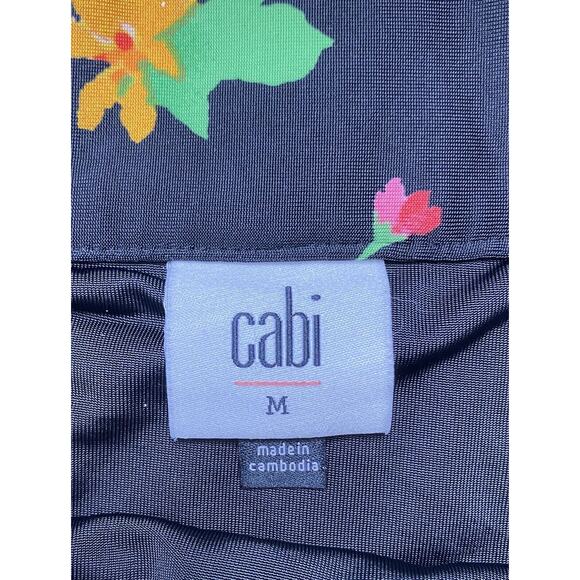 CABI Black Midnight Flowers Drama Wrap Midi Skirt Size Medium Modest #5700 - Picture 7 of 10
